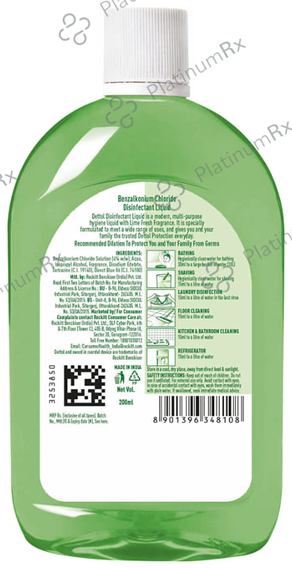 Dettol Multi-Purpose Disinfectant Liquid - Lime Fresh 200 ml