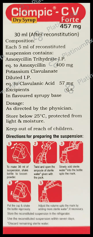 Clompic-CV Forte 457mg Dry Syrup Mango