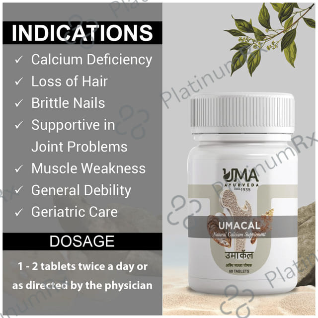 Uma Ayurveda Umacal Natural Calcium Supplement Tablet 60 tablets