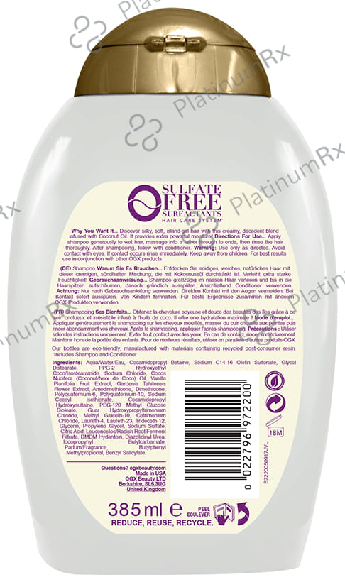 OGX Extra Strength Damage Remedy+ Coconut Miracle Oil Shampoo 385ml