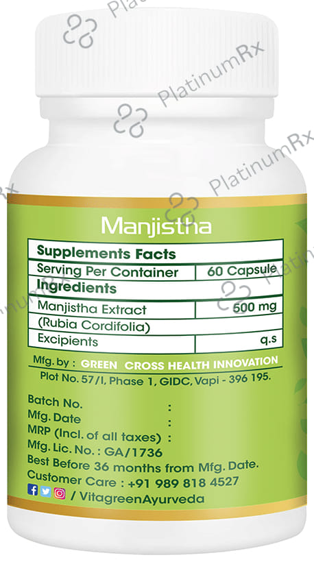 Vitagreen Manjistha 500mg Capsule