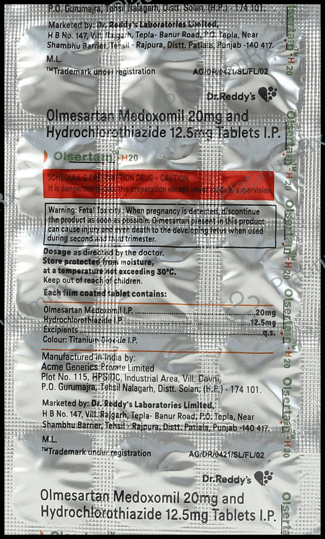 Olsertain H 12.5/20mg Tablet 15s