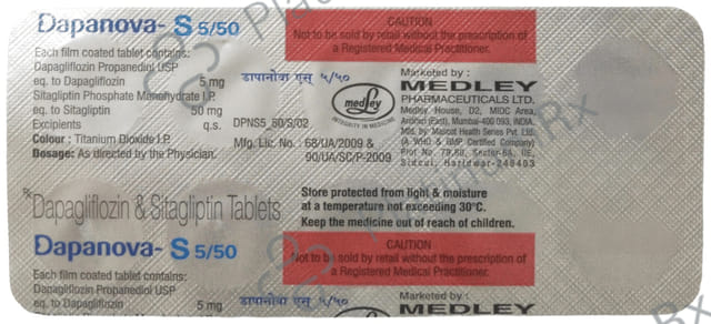 Dapanova S 5/50mg Tablet 10s