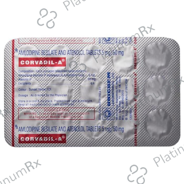 Corvadil A 5/50mg Tablet 10s