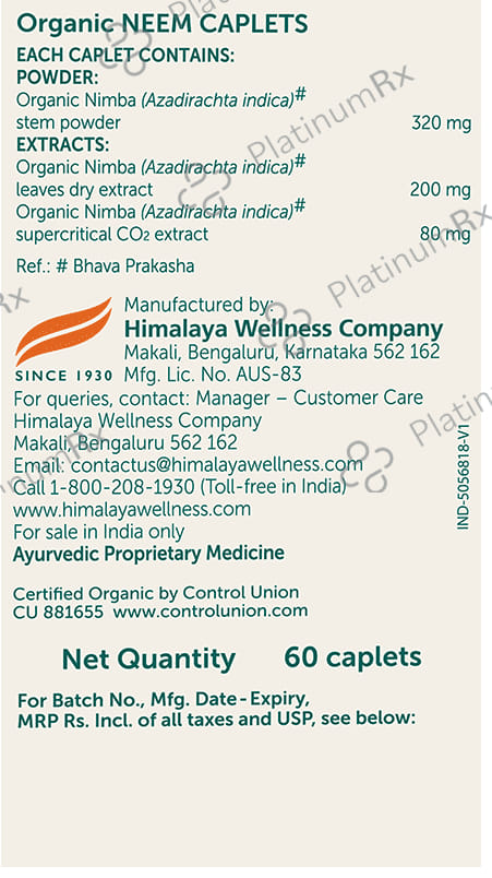 Himalaya Organic Neem Caplet 60s