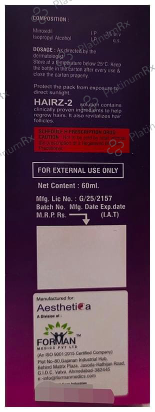 Hairz 2% Hair Growth Solution 60ml