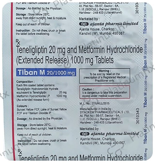 Tiban M 20/1000mg Tablet ER 15s