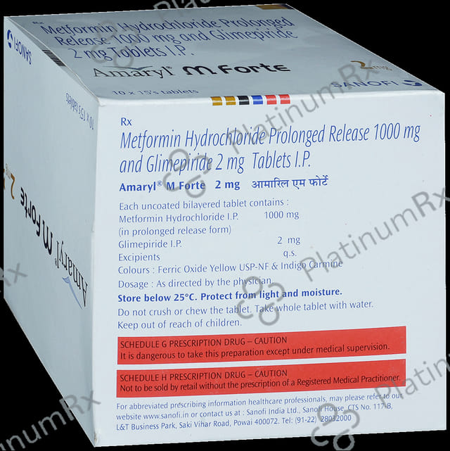 Amaryl M Forte 2/1000mg Tablet PR 15s