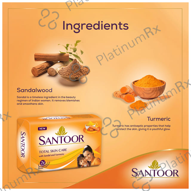 Santoor Total Skin Care with Sandal & Turmeric Soap (100gm Each)