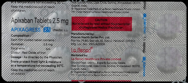 Apixagress 2.5mg Tablet 10s