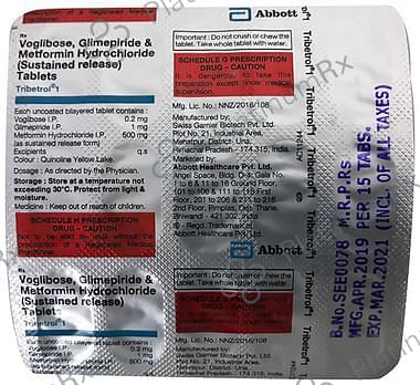 Tribetrol 1/500/0.2mg Tablet SR 15s