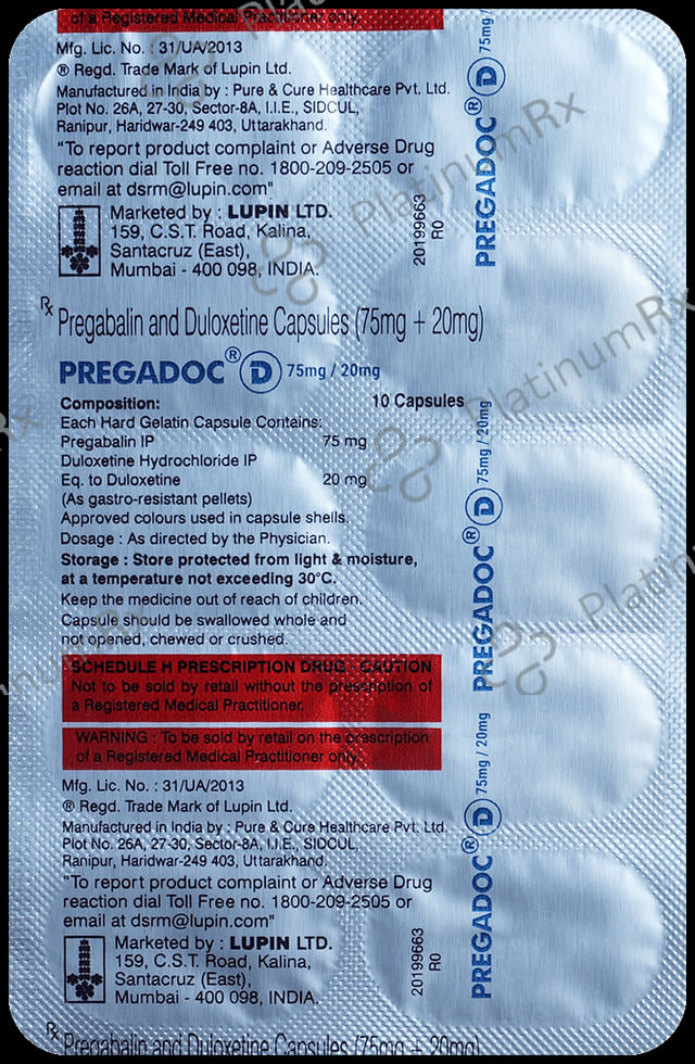 Pregadoc D 75mg/20mg Capsule