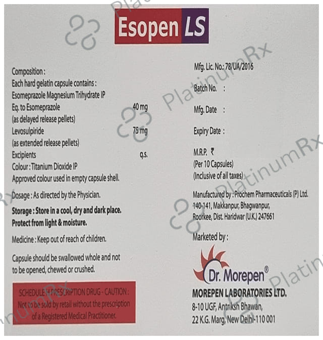 Esopen LS 75/40mg Capsule ER 10s