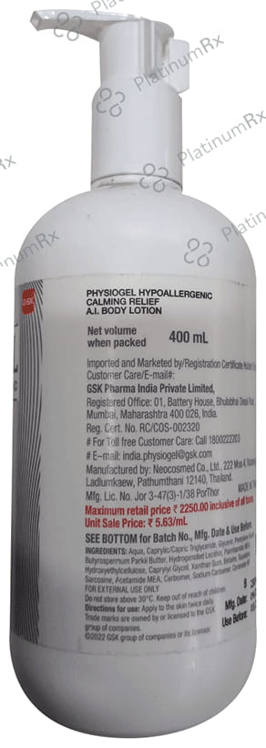 Physiogel Hypoallergenic Calming Relief AI Body Lotion 400ml