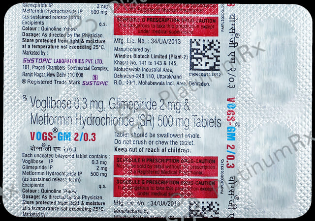 Vogs GM 2/0.3/500mg Tablet SR 10s