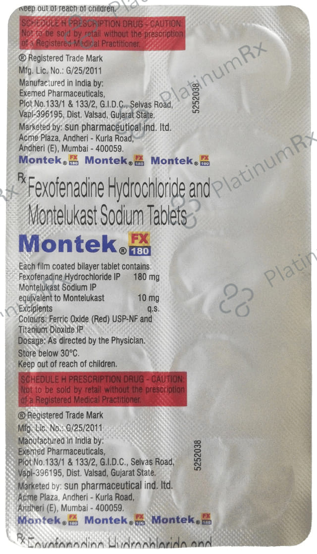 Montek FX 180/10mg Tablet 10s