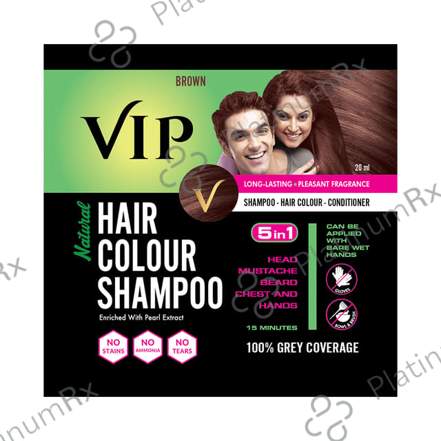 VIP Natural Hair Colour Brown Shampoo 20ml