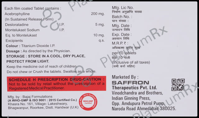 Ventocore DL 200/5/10mg Tablet SR 10s