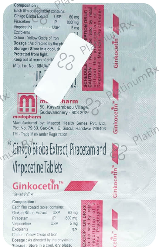 Ginkocetin 60mg/800mg/5mg Tablet
