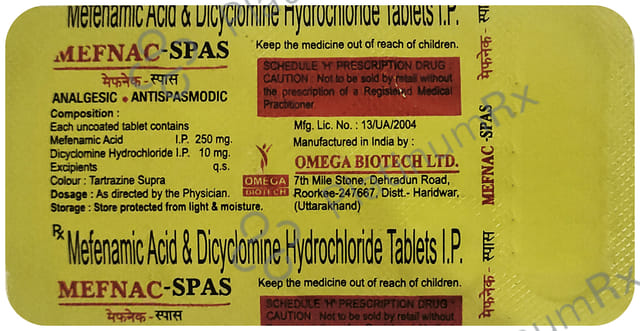 Mefnac Spas 10/250mg Tablet 10s