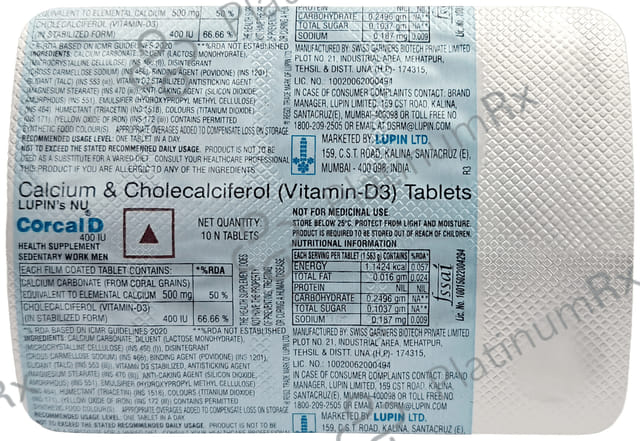 NU Corcal D 400IU Tablet 10s