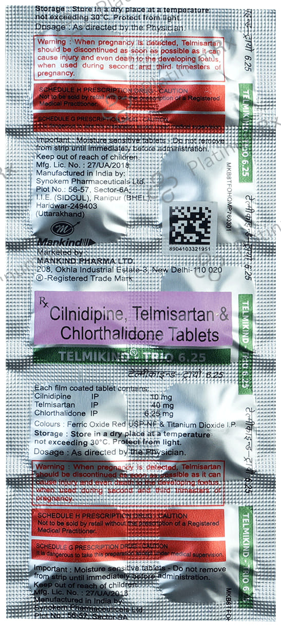 Telmikind Trio 40/10/6.25mg Tablet 10s