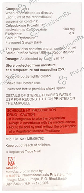 Monocef O 100mg Pineapple Peppermint Flavour Suspension 30ml