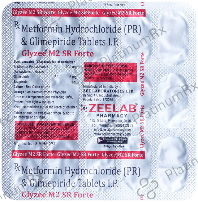 Glyzee M2/1000mg Forte Tablet SR 15s