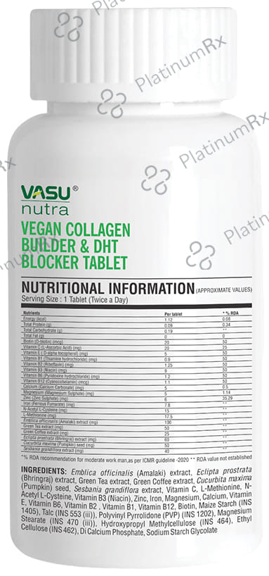 Vasu Nutra Vegan Collagen Builder & DHT Blocker Tablet