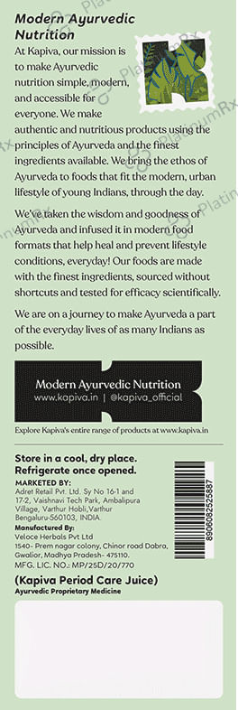 Kapiva Period Care Juice - For Irregular Periods, Period Pain, Hormonal Imbalance, PCOD & PCOS care Juice