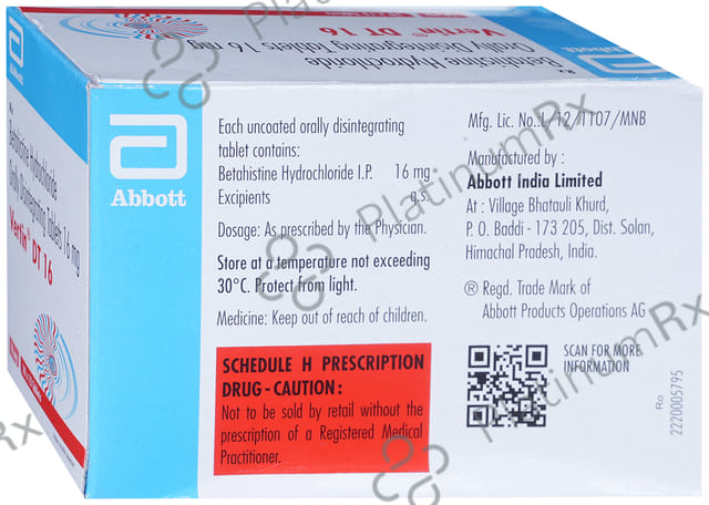 Vertin 16mg Tablet DT 15s