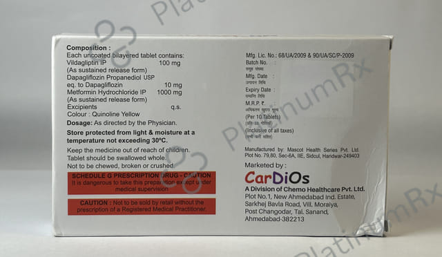 Vildaze DM 100/10/1000mg Tablet SR 10s