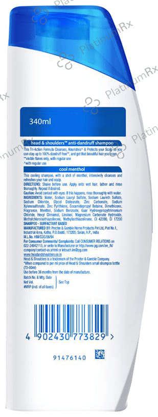 Head & Shoulders Anti-Dandruff Cool Menthol Shampoo 340 ml