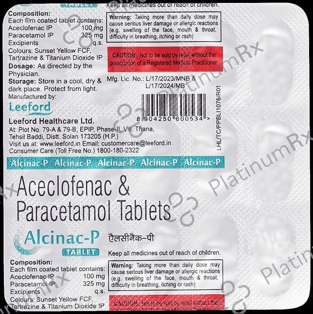 Alcinac P 100mg/325mg Tablet