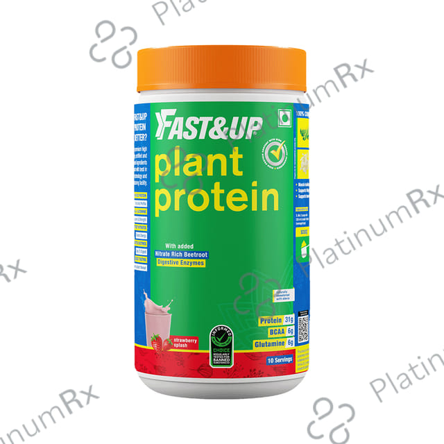Fast&Up Plant Protein with Added Nitrate Rich Digestive EnzymeBeetroot Powder Strawberry Splash 440 gm