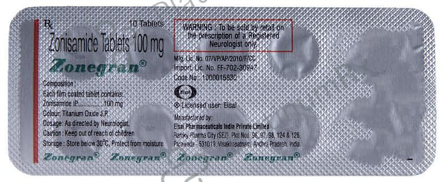 Zonegran 100mg Tablet 10s