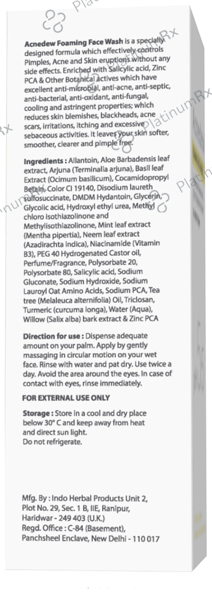 Acnedew pH 5.5 Foaming Face Wash