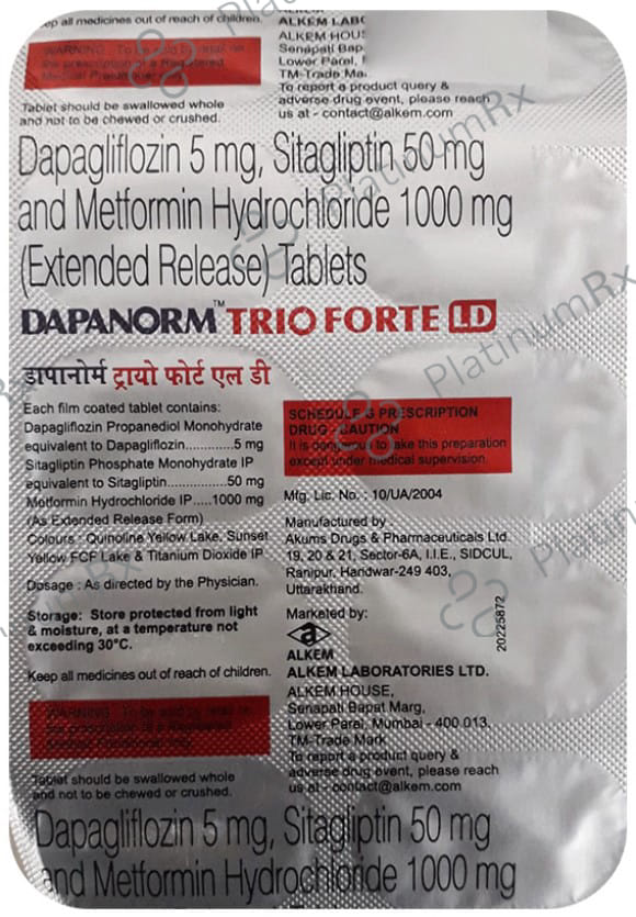 Dapanorm Trio Forte 5/1000/50mg Tablet ER 10s