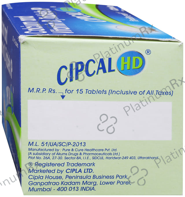 Cipcal HD 500mg/500IU Tablet 15s
