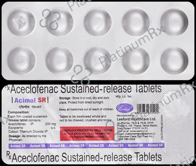 Acimol 200mg Tablet SR 10s Leeford Healthcare Ltd.