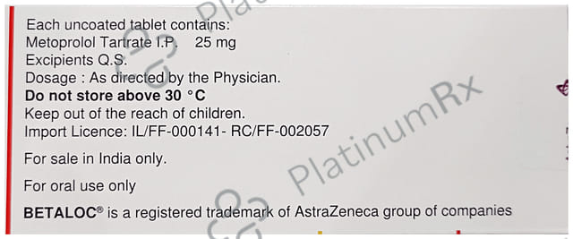 Betaloc 25mg Tablet 20s
