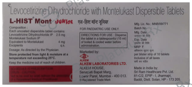 L Hist Mont Junior 2.5/4mg Tablet DT 10s