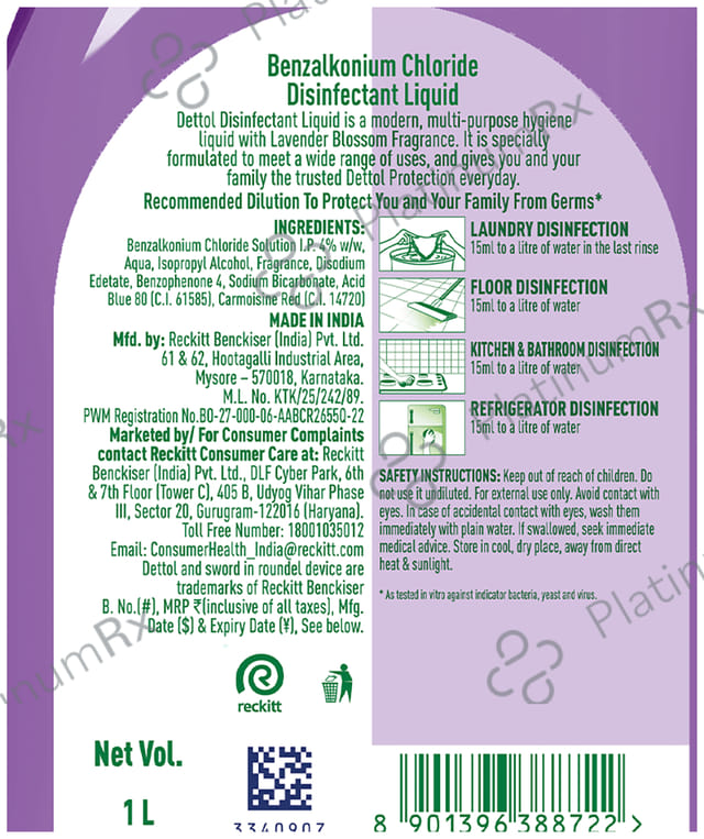 Dettol Multi Purpose Disinfectant Lavender Blossom Liquid 1000ml