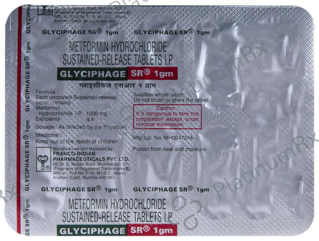 Glyciphage SR 1000mg Tablet 10s