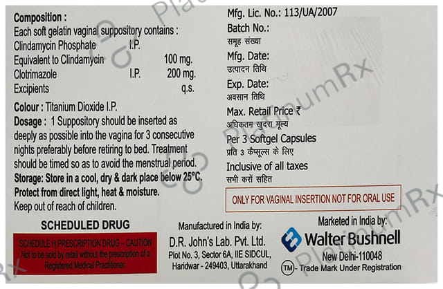 Clindazole 100/100mg Vaginal Suppository 3s
