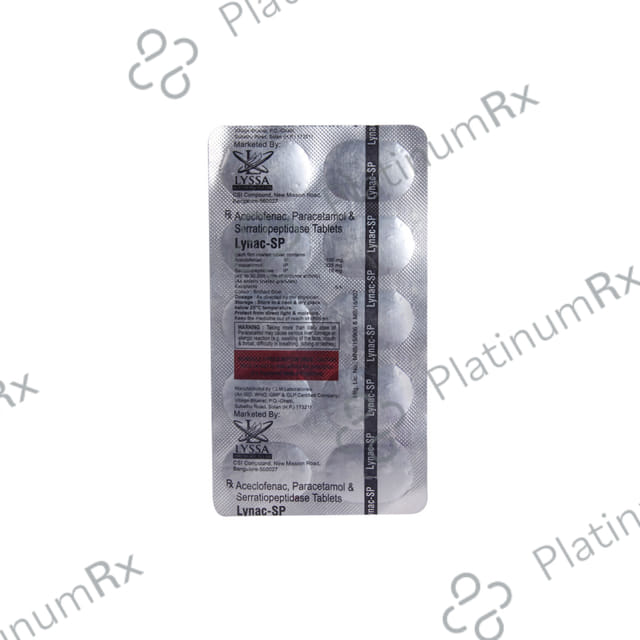 Lynace SP 100mg/325mg/15mg Tablet 10 tablets Tablet Leegaze Pharmaceuticals Pvt. Ltd.