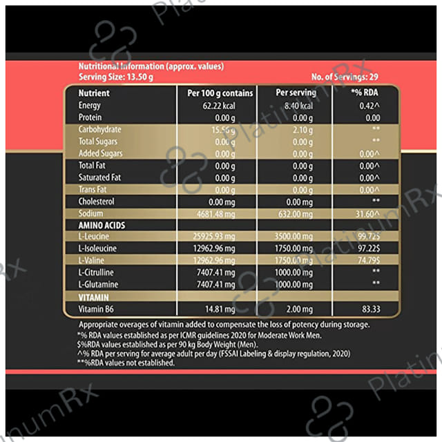 Megagrow BCAA Advance Supplement Powder for Fast Recovery & Muscle Growth Kiwi Strawberry