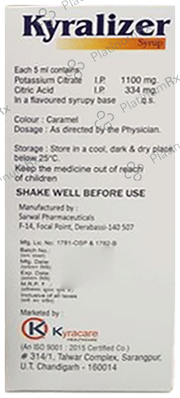 Kyralizer 1100/334mg Syrup 100ml