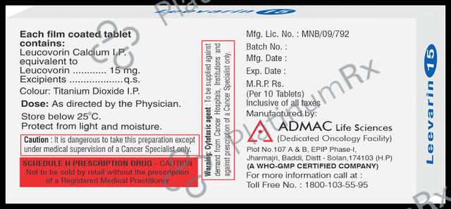 Leevarin 15mg Tablet 10s