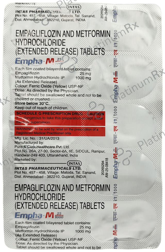 Empha M 25/1000mg Tablet 10s
